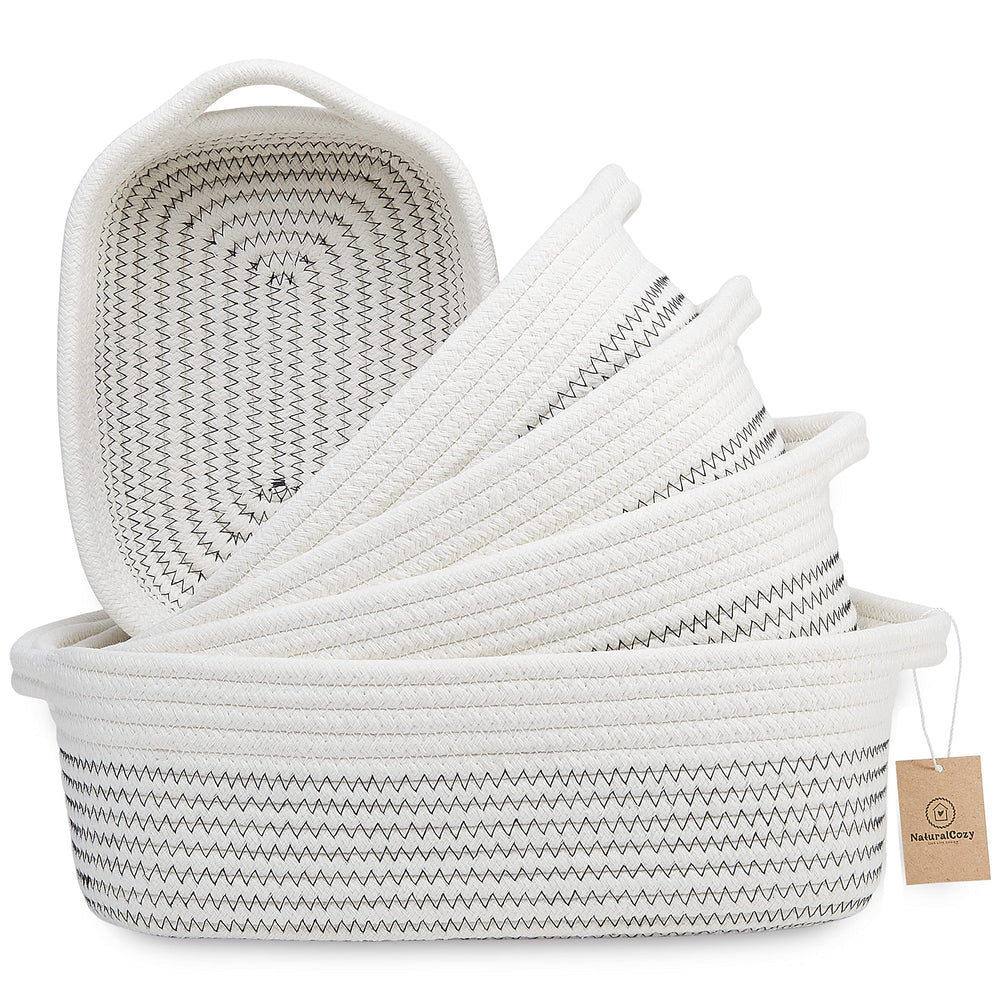 NaturalCozy rectangle basket flat-shipping view shows sturdy set ready to use
