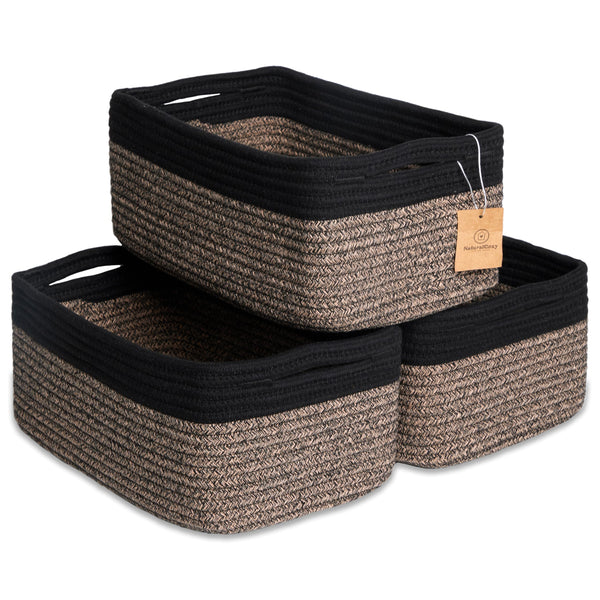 NaturalCozy rectangle basket folding structure keeps shelves neat.