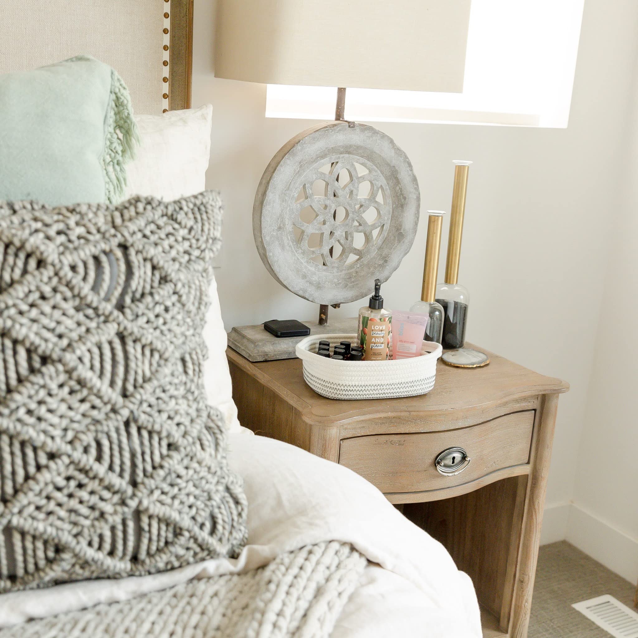 NaturalCozy reinforced-handles rectangle basket demonstrates durable daily storage