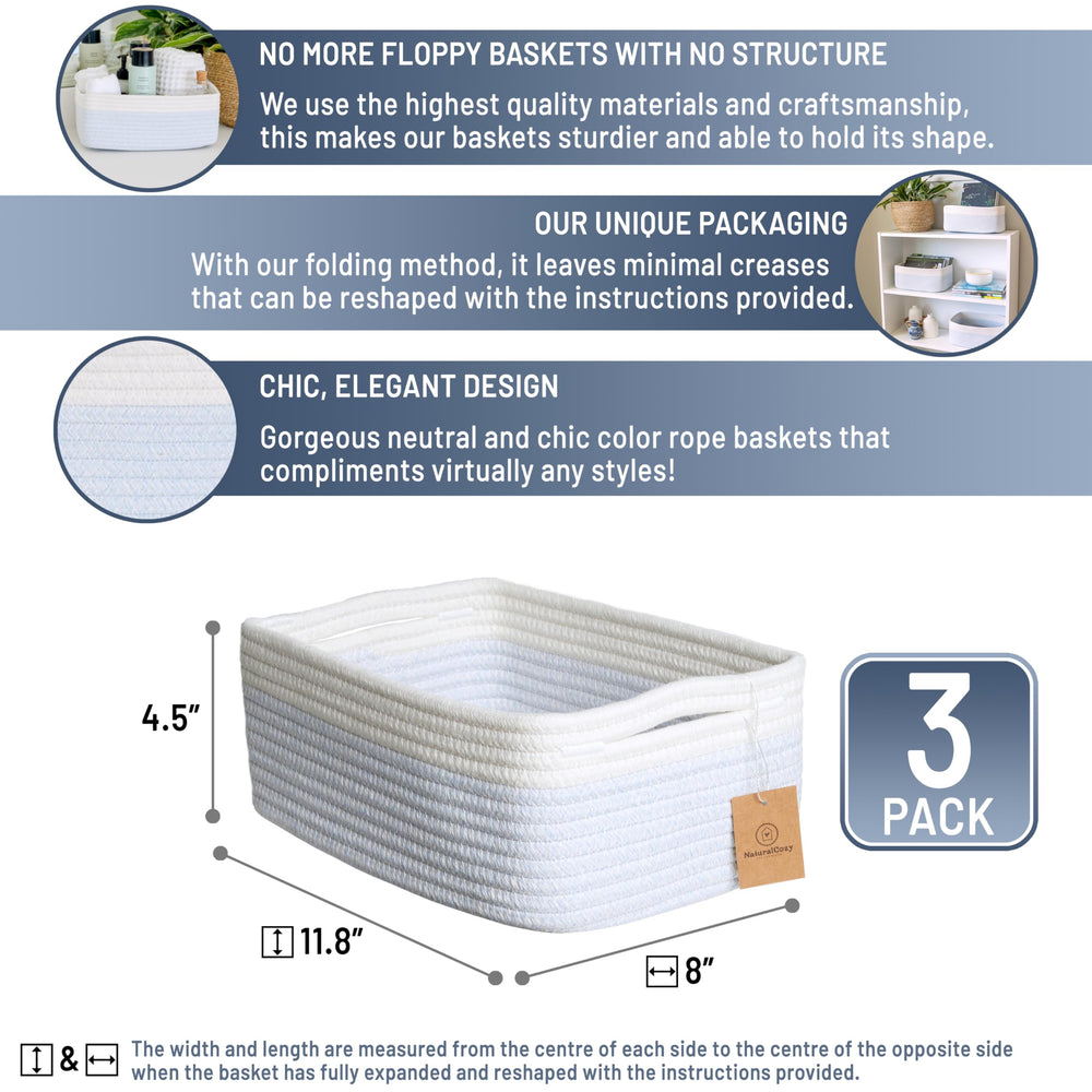 NaturalCozy rectangle basket hidden handles blend with clean, easy access.