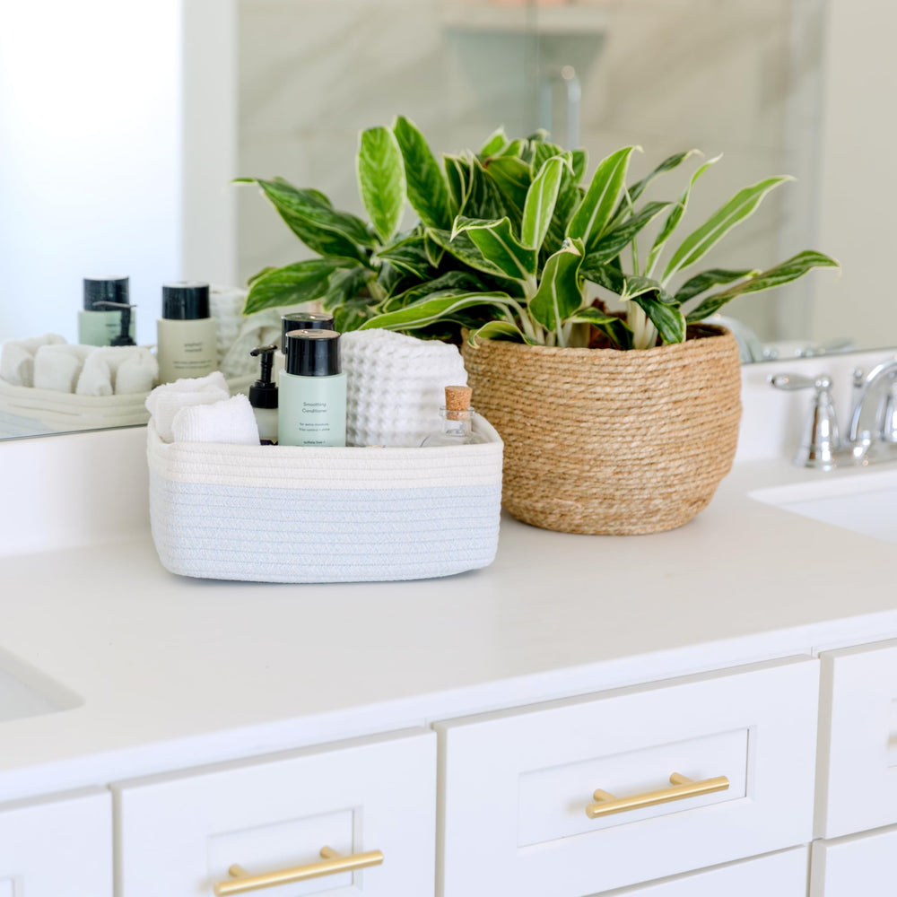 NaturalCozy rope texture adds natural charm to shelves.