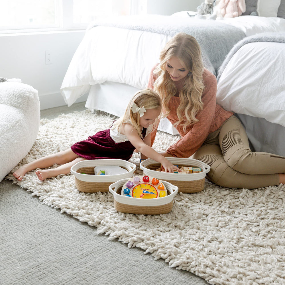 NaturalCozy dog toy storage basket helps tidy living areas.