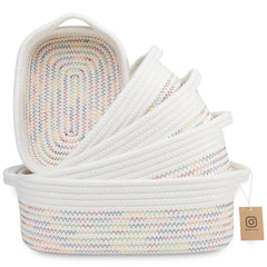 NaturalCozy rectangle basket set largest, sturdy storage for toys or fruit display.