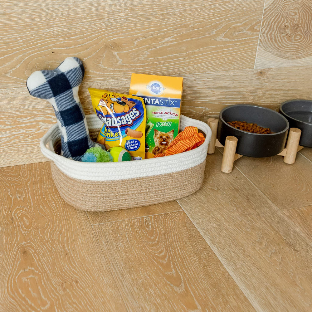 NaturalCozy smallest rectangle basket blends into minimalist decor.
