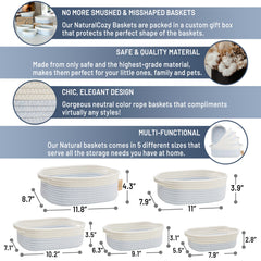 NaturalCozy rectangle baskets packaged in box, ready for shipment.
