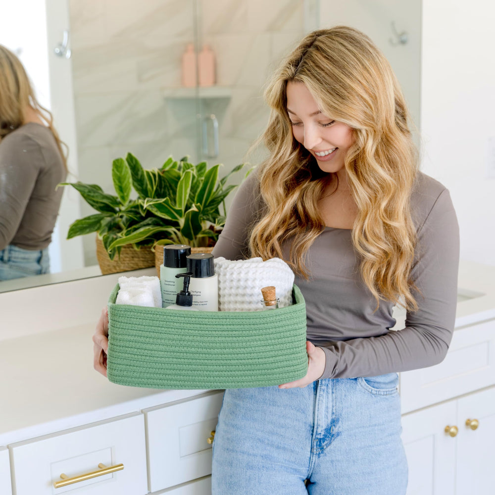 NaturalCozy rectangle storage basket closet use saves space