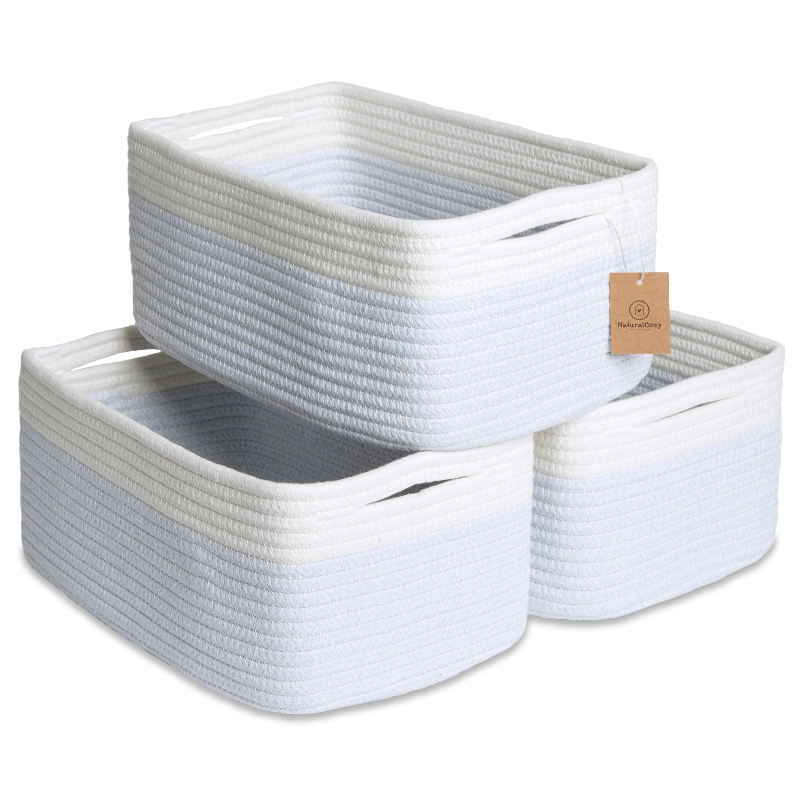 NaturalCozy rectangle storage basket folded for easy setup and toy organization.