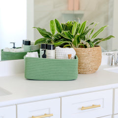 NaturalCozy rectangle storage basket folding method demonstrates shaping ease