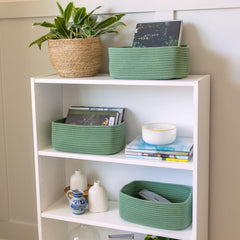 NaturalCozy rectangle storage basket hidden handles provide easy carrying