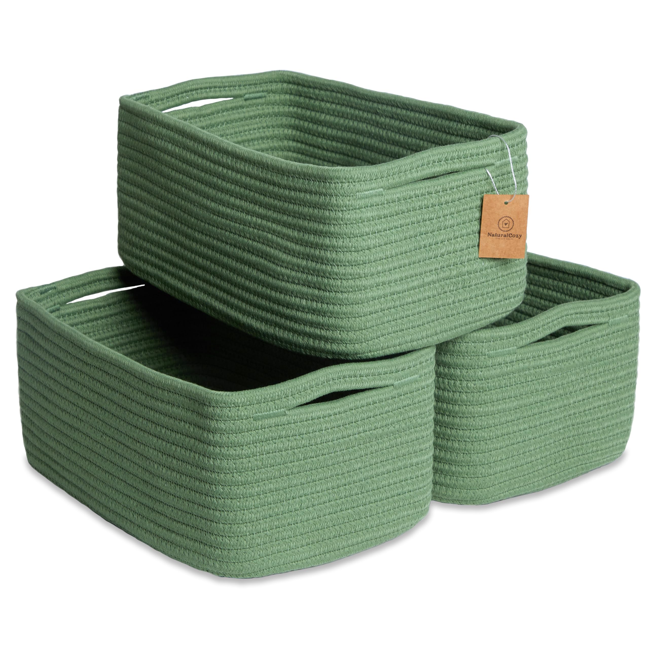 NaturalCozy rectangle storage basket close-up rope texture for durable organization