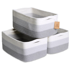 NaturalCozy rectangle storage basket shows firm structure for neat shelves