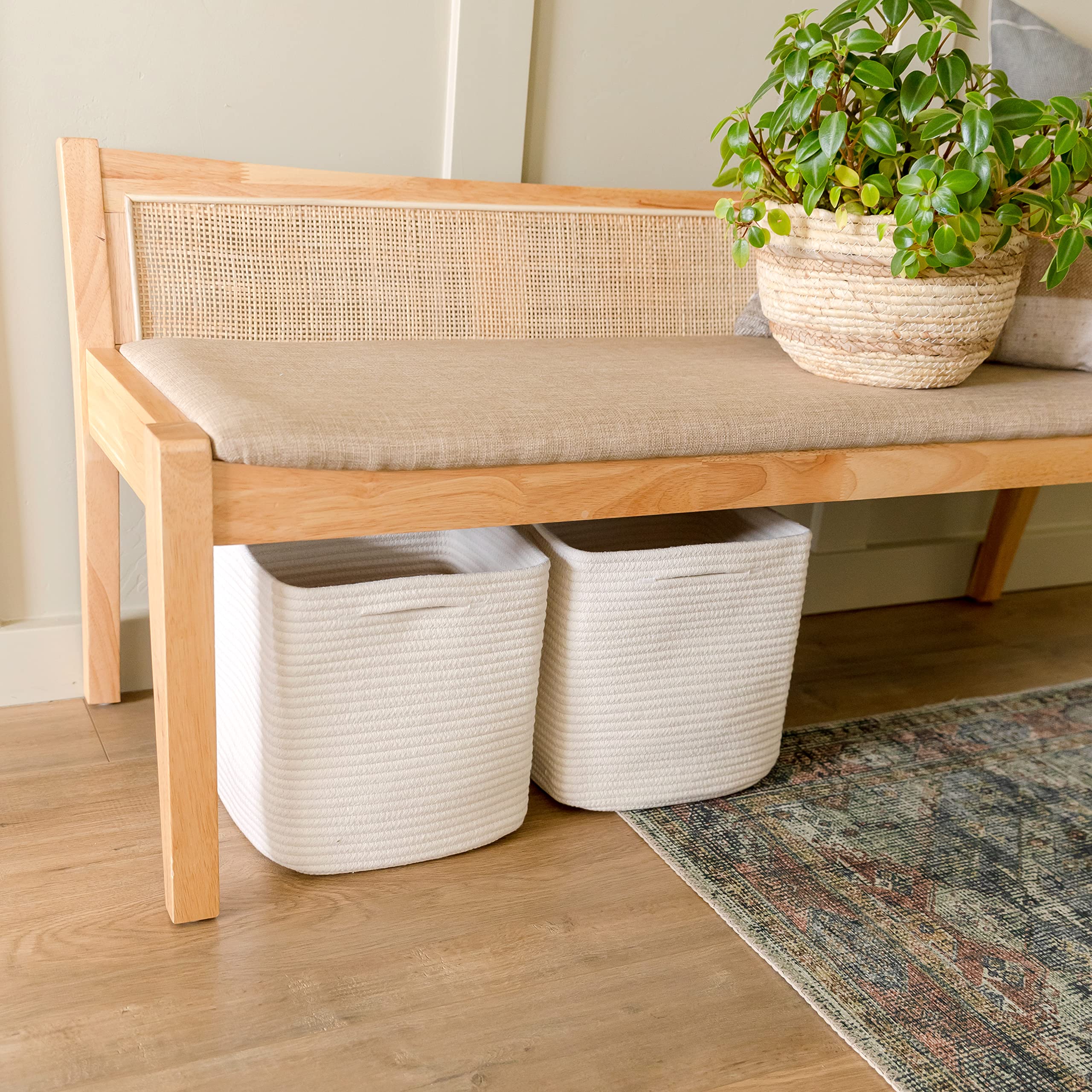 NaturalCozy safe natural cotton basket suitable for curious toddlers.