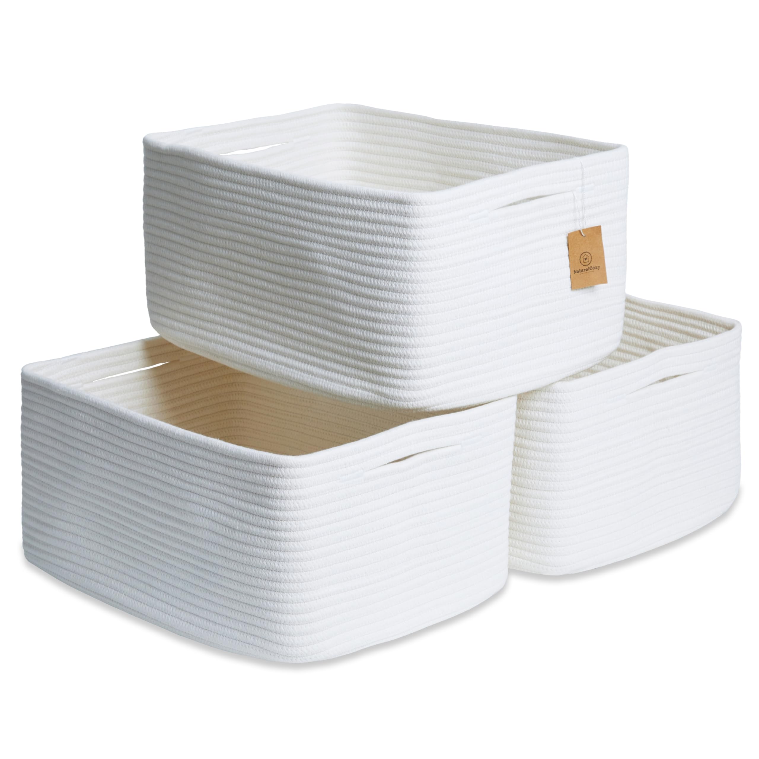 NaturalCozy storage basket in rectangle shape for toy organization on shelves