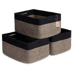 NaturalCozy storage baskets on shelf in a 3-pack for organized toy storage.
