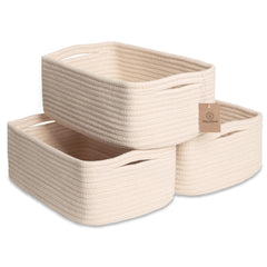 NaturalCozy storage baskets on a shelf displaying rectangular shape for extra space