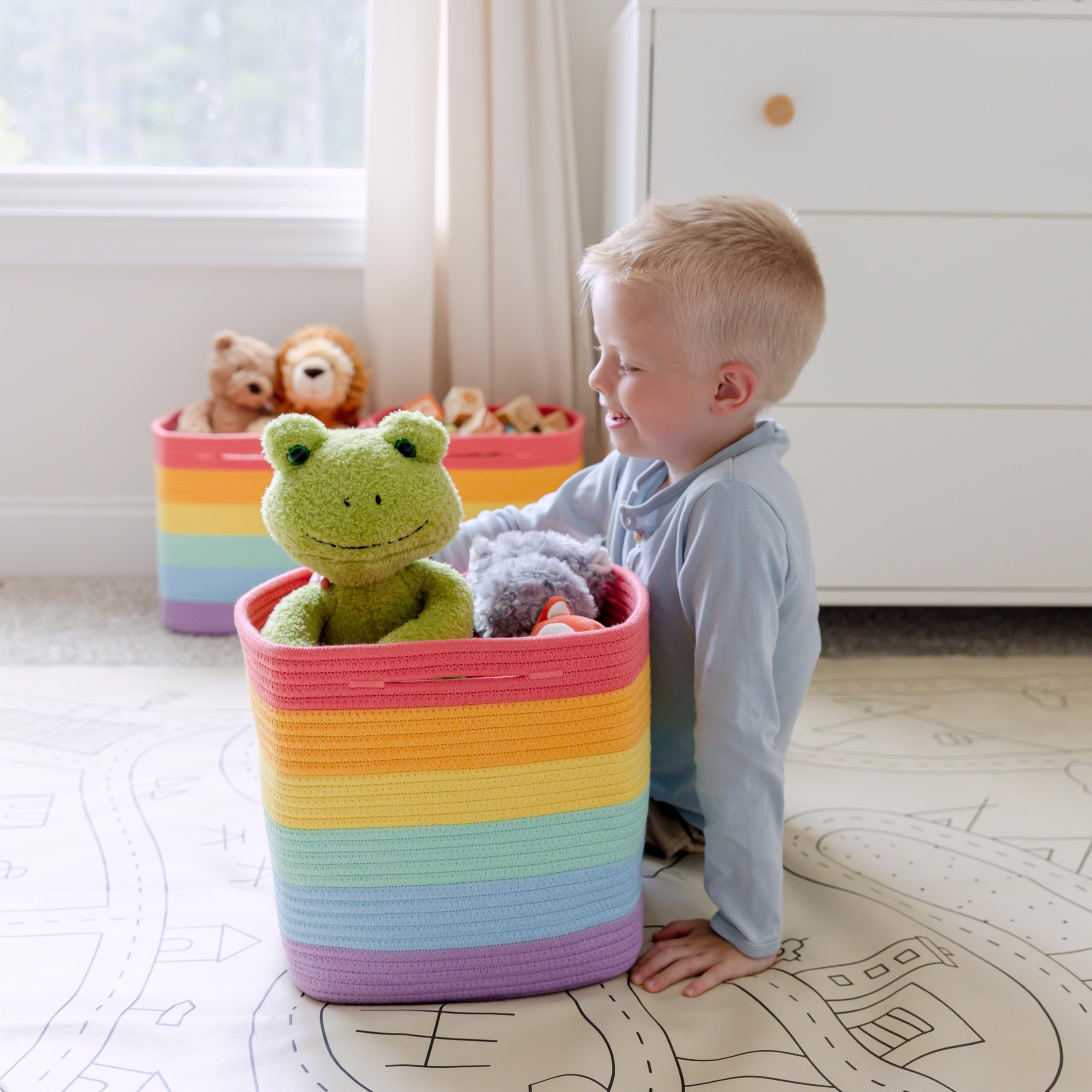 NaturalCozy toy bin organizing kids playroom essentials