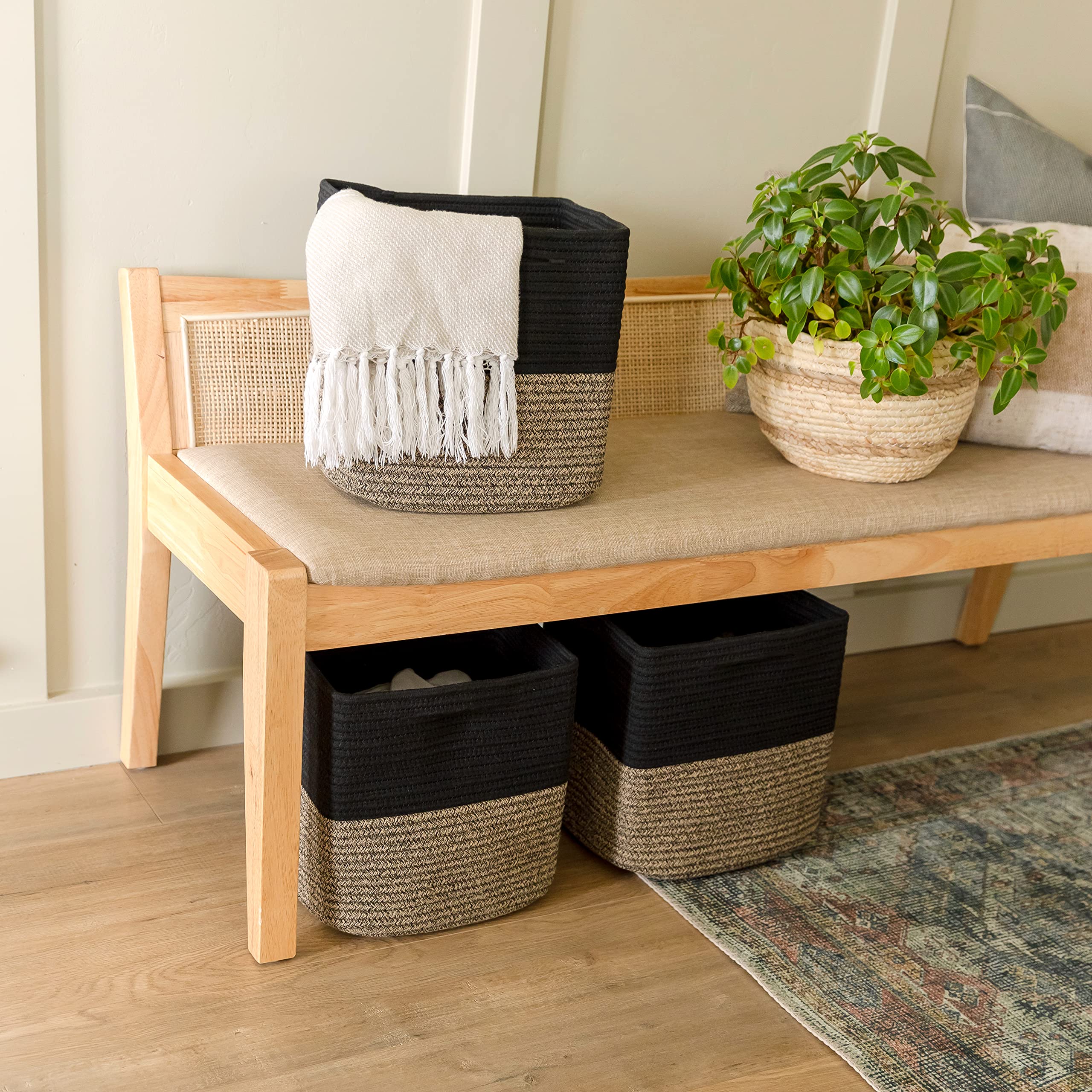 NaturalCozy 11in natural cotton material offers sturdy, safe storage