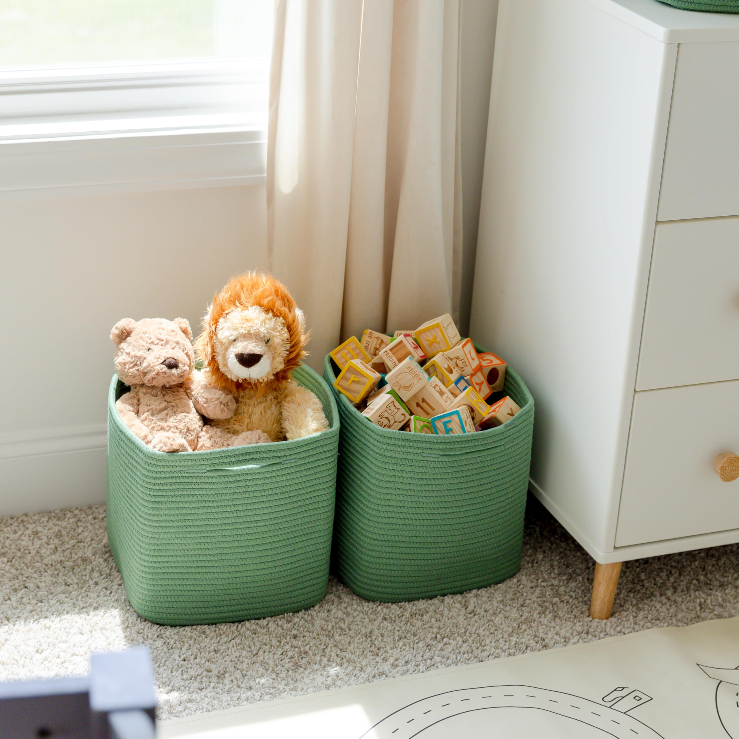 NaturalCozy cotton rope bins are 100% safe for curious toddlers