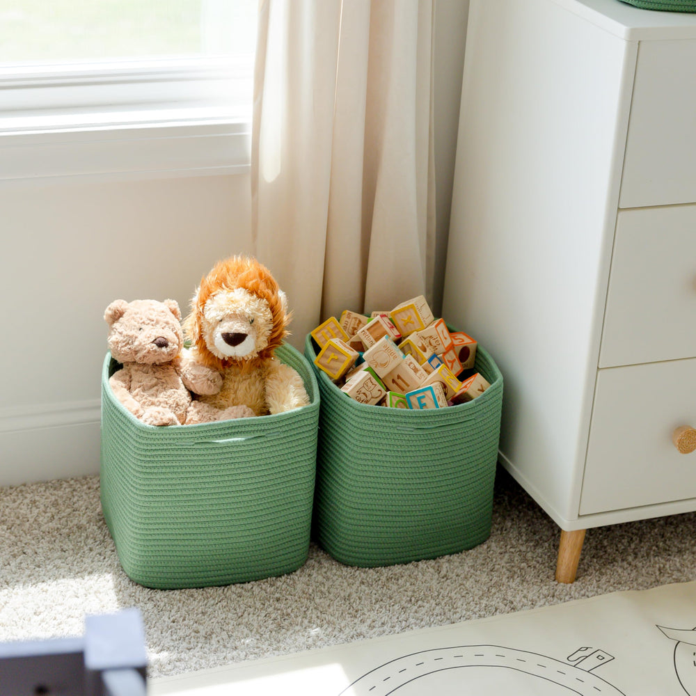 NaturalCozy cotton rope bins are 100% safe for curious toddlers