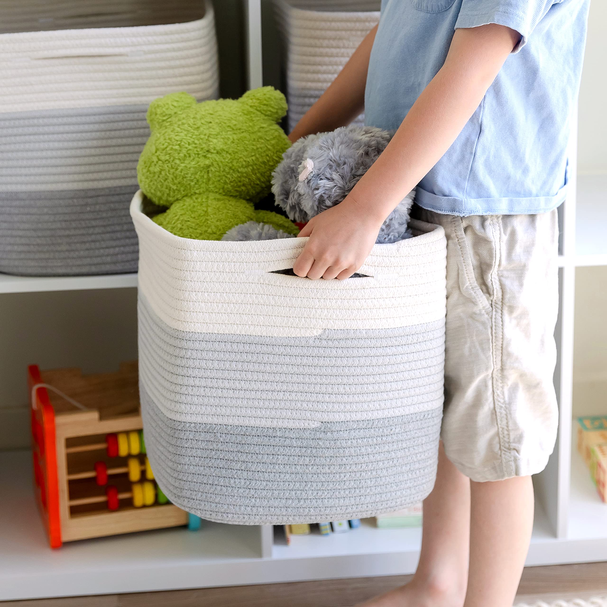 NaturalCozy nursery setup with baskets organizing baby essentials.