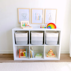 NaturalCozy cotton rope basket stacked for versatile modular storage.