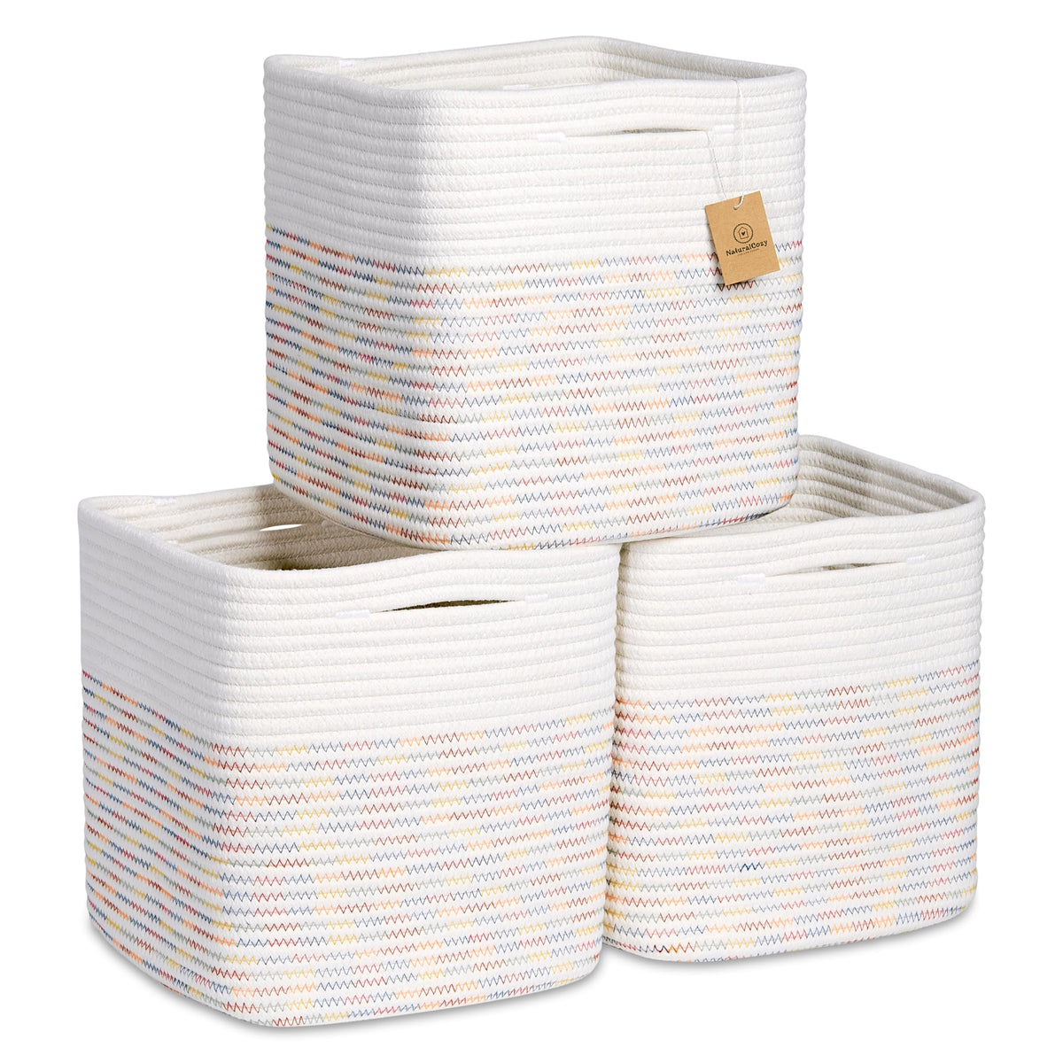 NaturalCozy Storage Cubes folded design basket for tidy shelves.