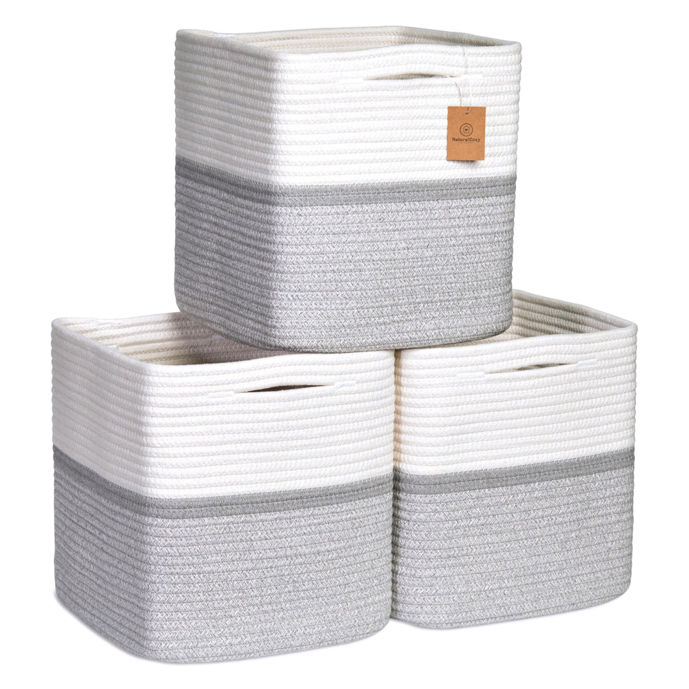 NaturalCozy storage cubes folding method for tidy shelves