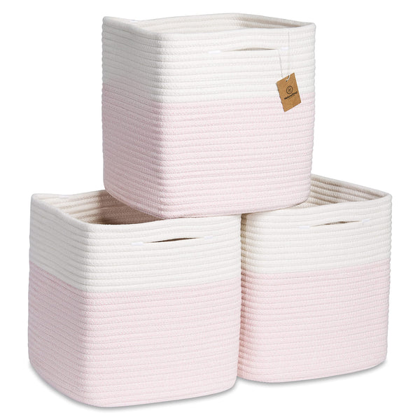 NaturalCozy storage cubes 11-inch foldable rope basket for neat shelves
