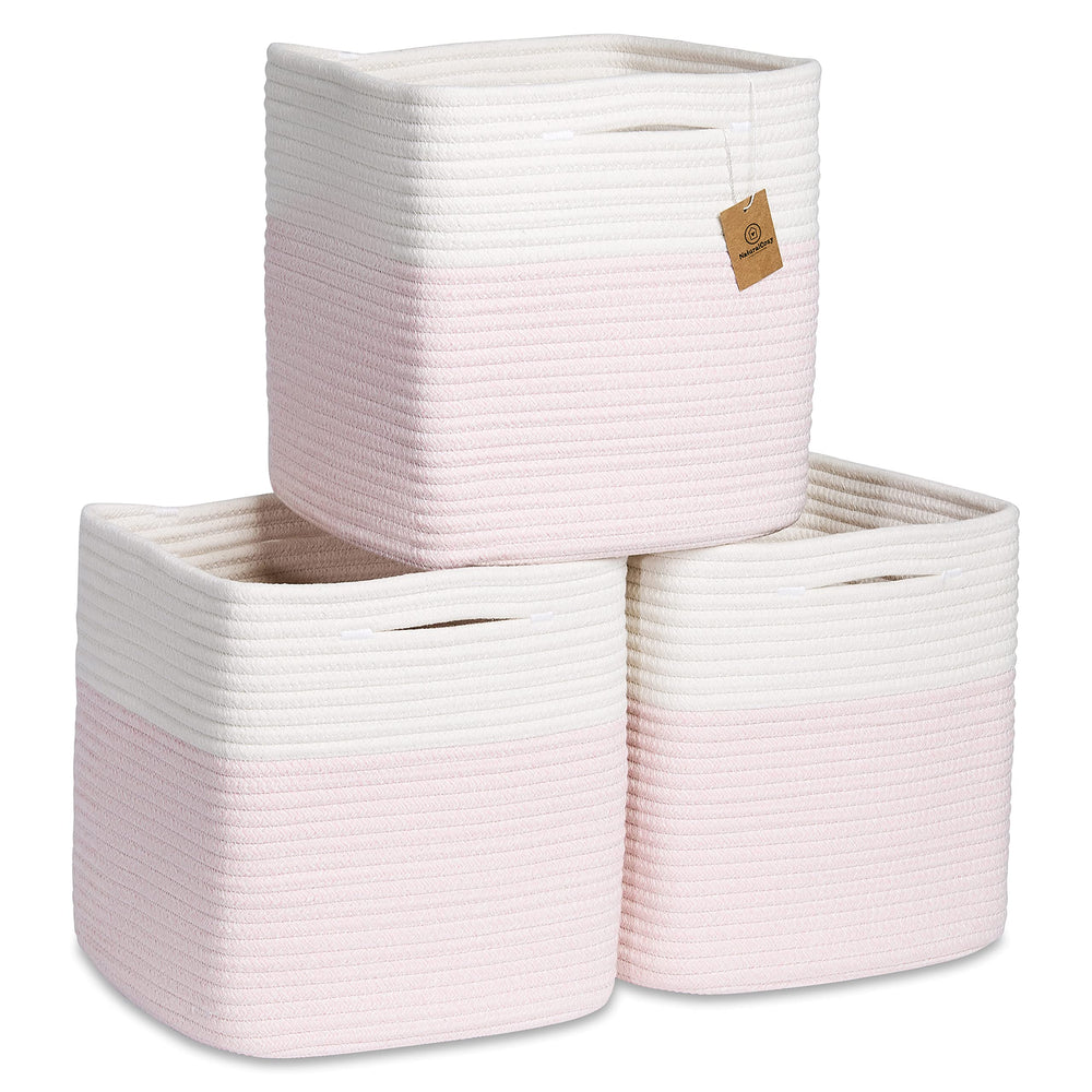 NaturalCozy storage cubes 11-inch foldable rope basket for neat shelves