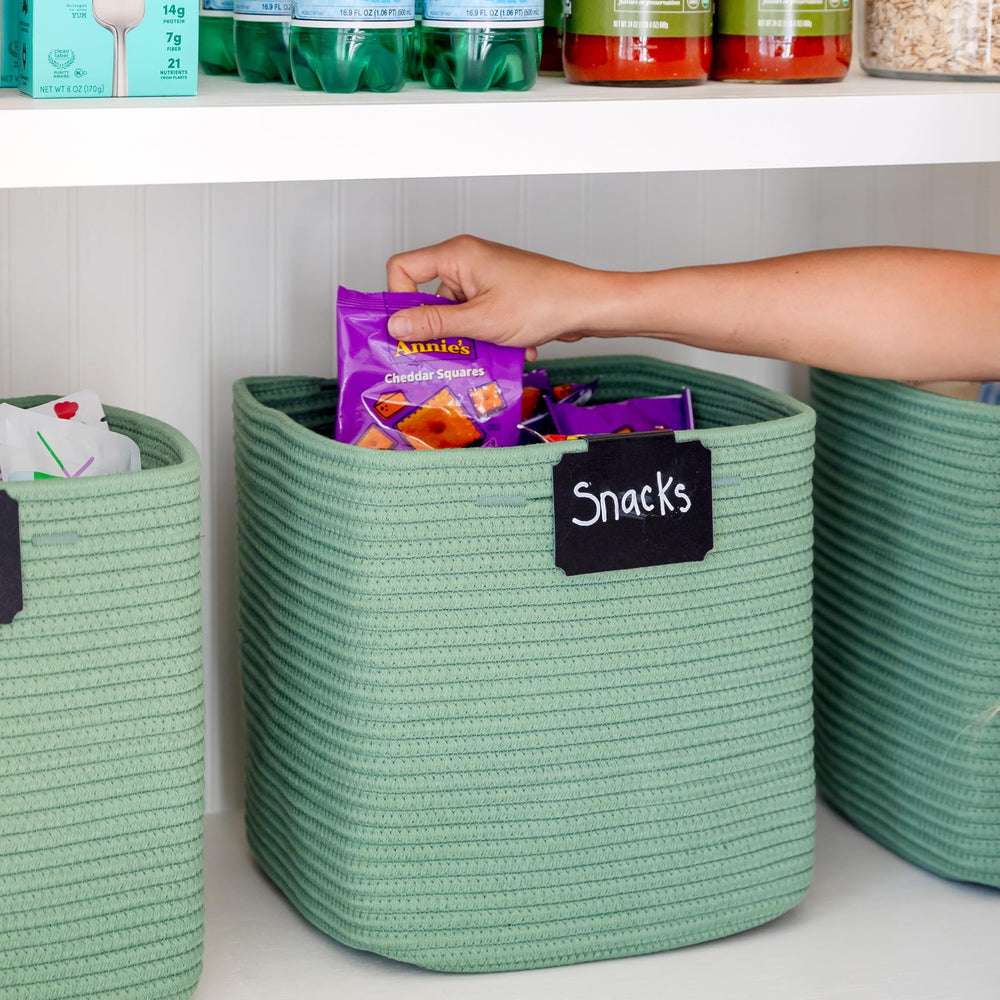 NaturalCozy square storage bins fit shelves, closets, and nursery spaces