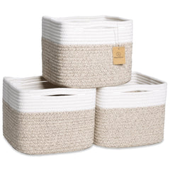 NaturalCozy storage cubes on a shelf show firm structure for tidy storage