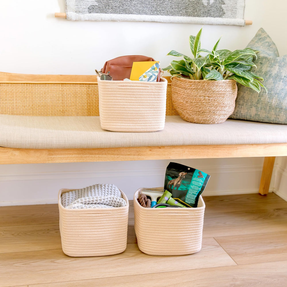NaturalCozy decorative-plant-bin shows versatile use as a stylish catch-all