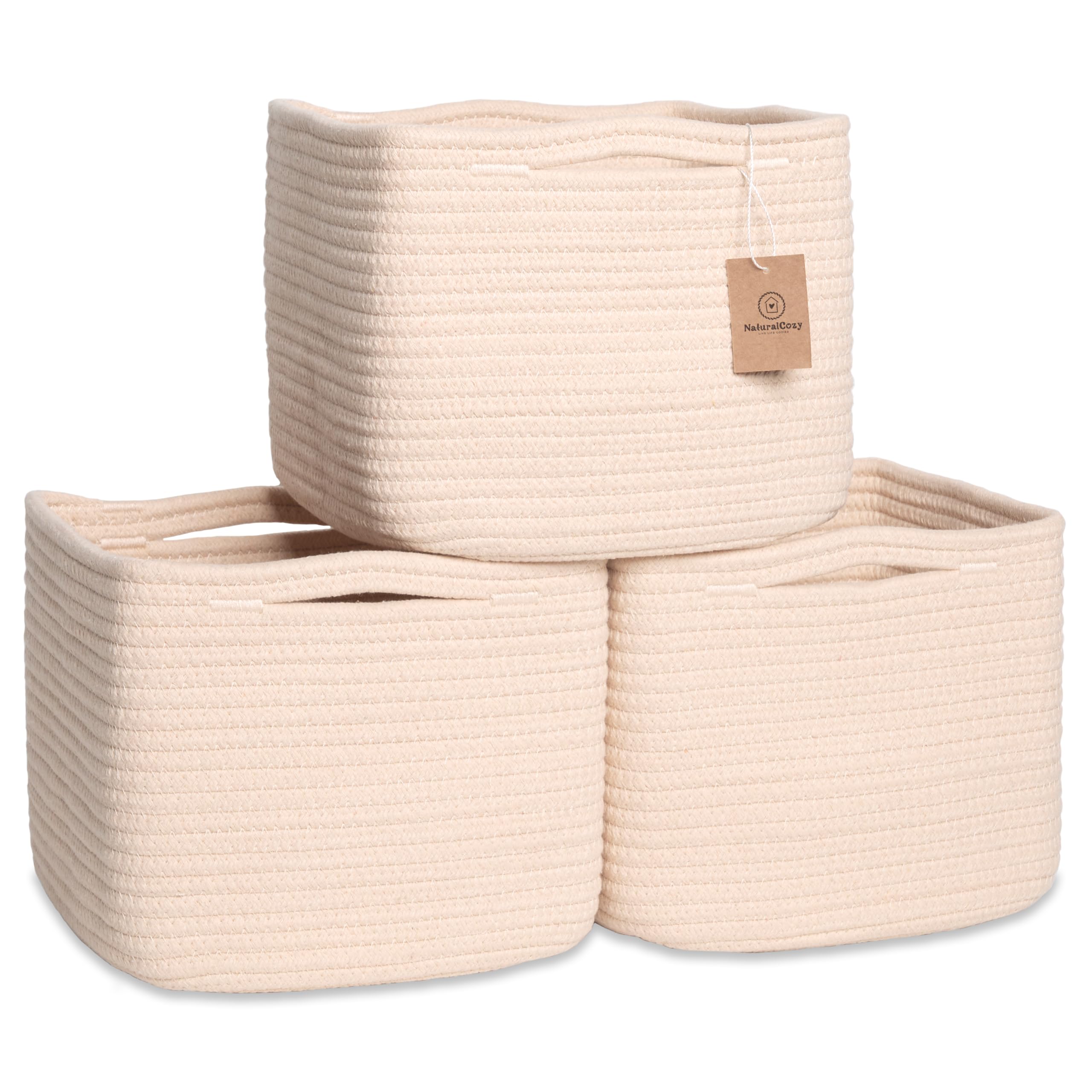 NaturalCozy storage cubes show folding method for a firm 9x9x7 basket