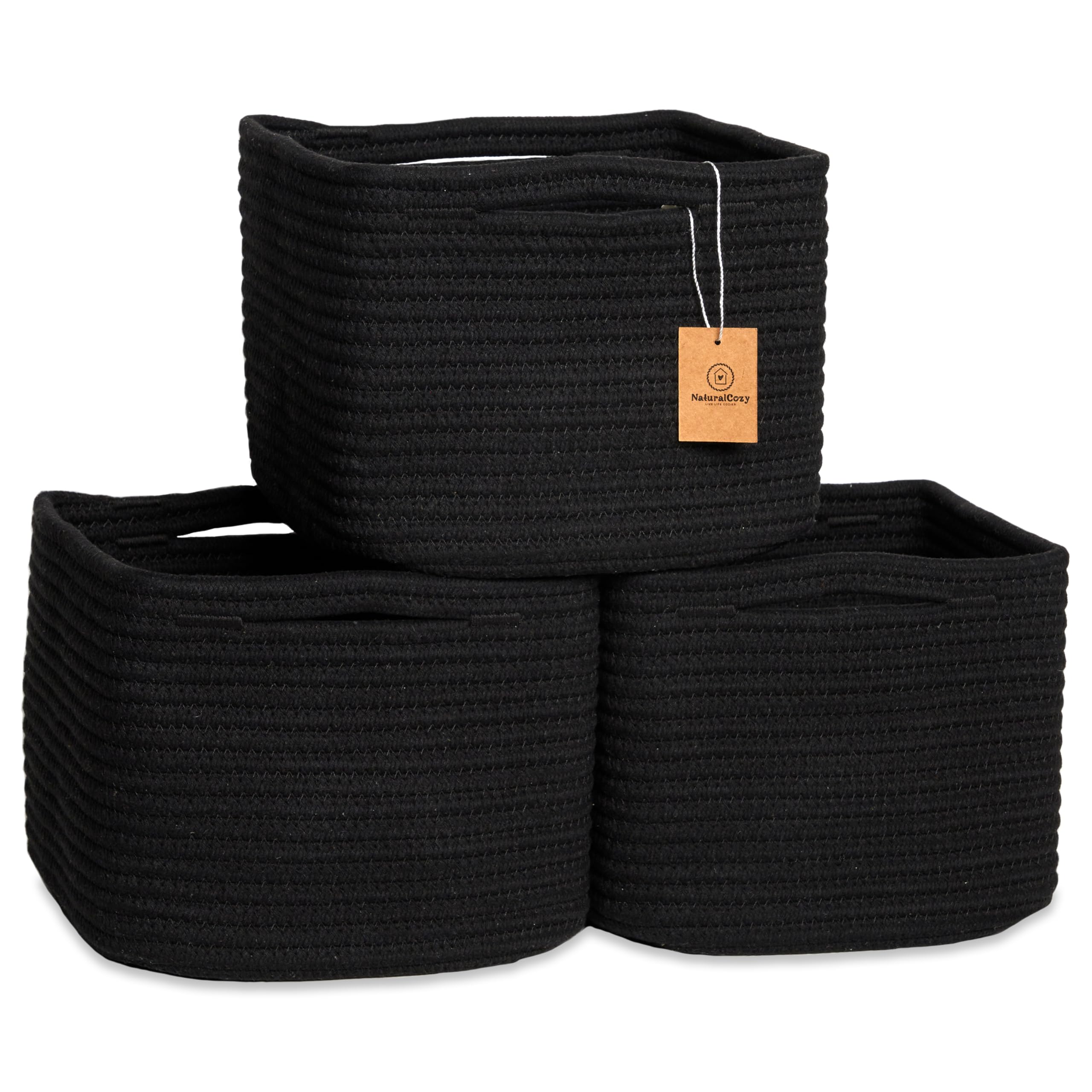 NaturalCozy storage cubes 9x9x7 structured basket for tidy shelf organization.