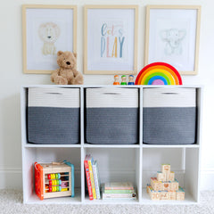 NaturalCozy storage cube with hidden reinforced handles for heavy loads.