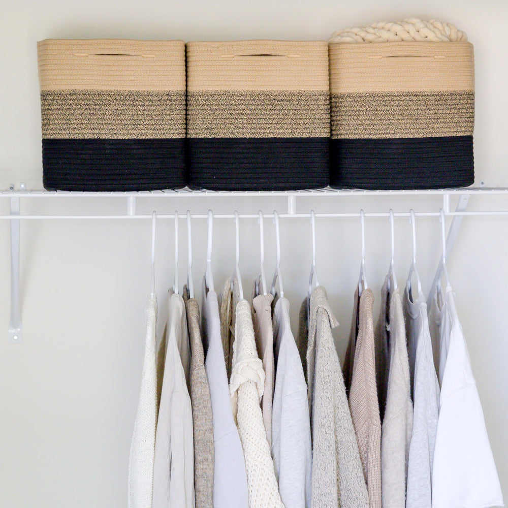 NaturalCozy storage cubes with hidden reinforced handles.