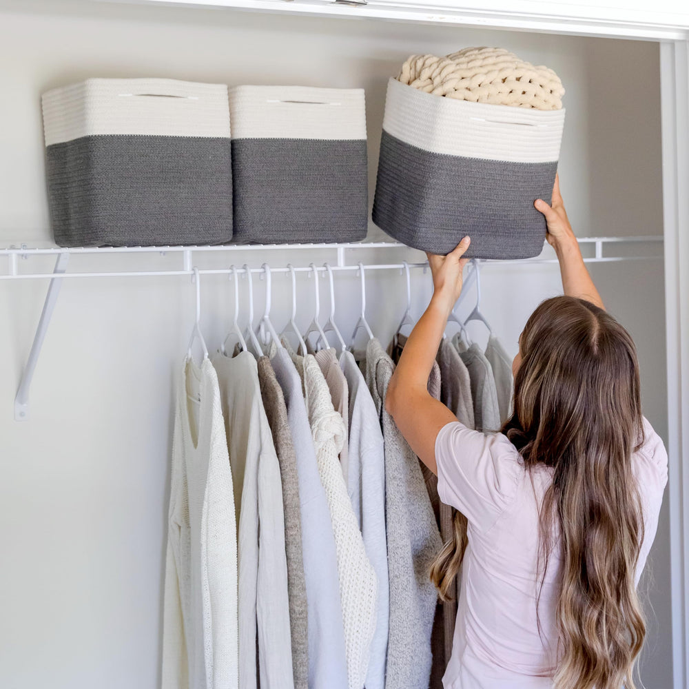 NaturalCozy toy bin crafted from safe natural cotton rope material.