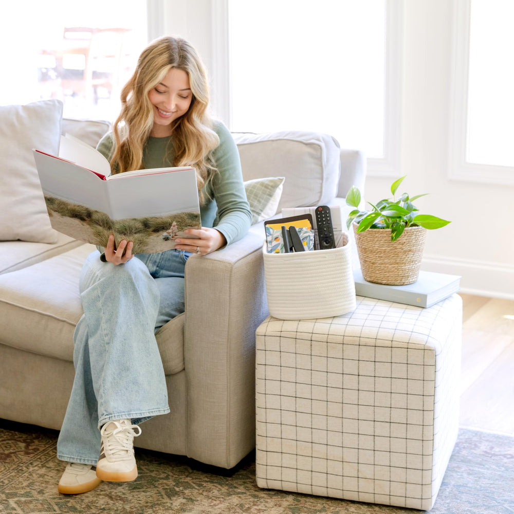 NaturalCozy storage cubes stackable design saves space in small areas.
