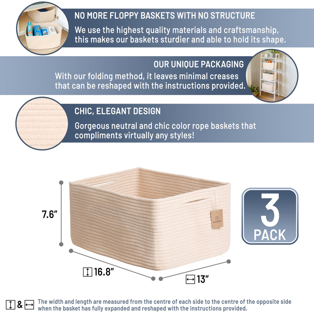 NaturalCozy woven rope basket with sturdy construction for everyday use