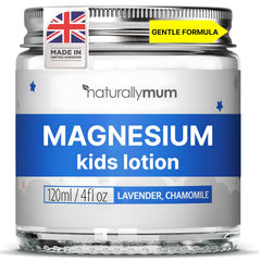NaturallyMum magnesium lotion for kids bottle supports a calming bedtime routine.