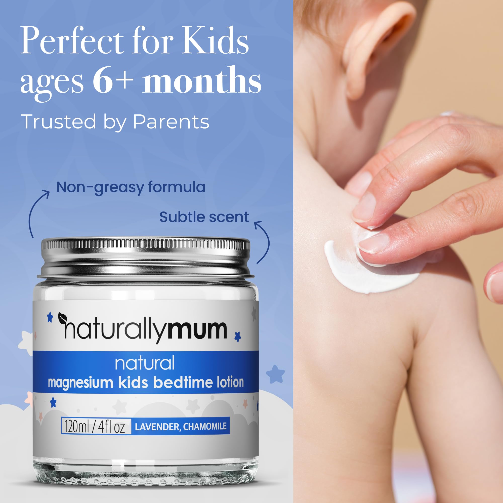 NaturallyMum magnesium lotion kids coconut oil nourishes skin.