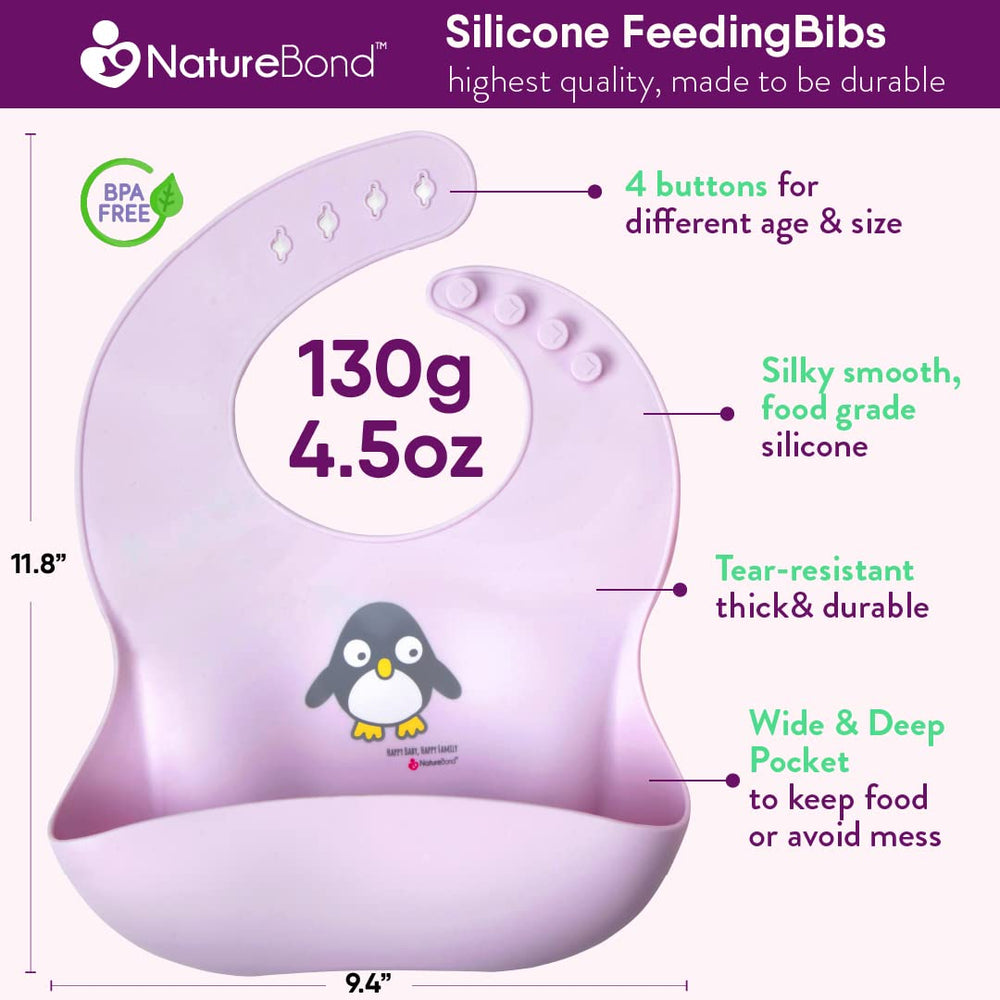 NatureBond bibs offer a wider catchment area to minimize spills.