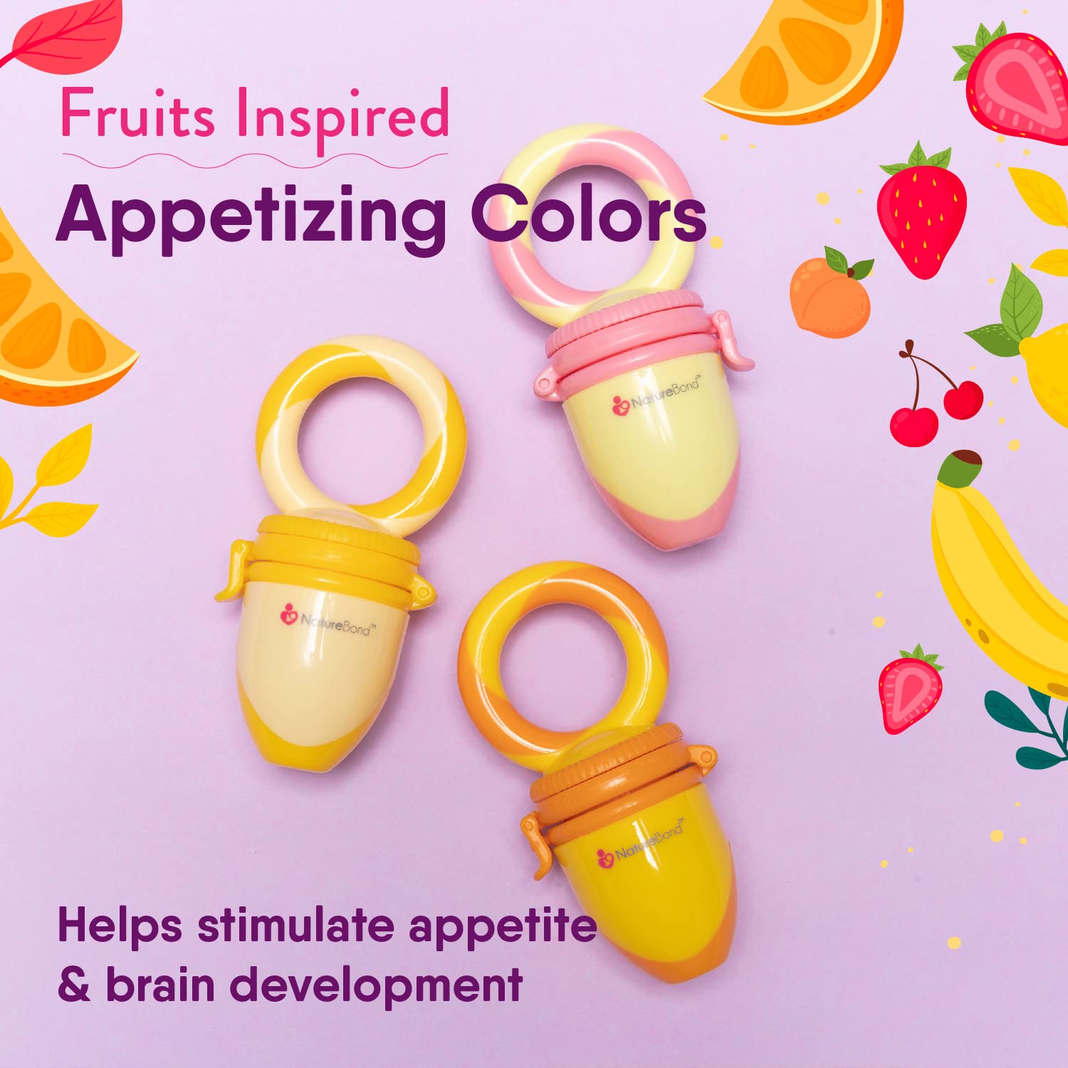 NatureBond multiple sizes of silicone sacs accommodate ages and feeding preferences