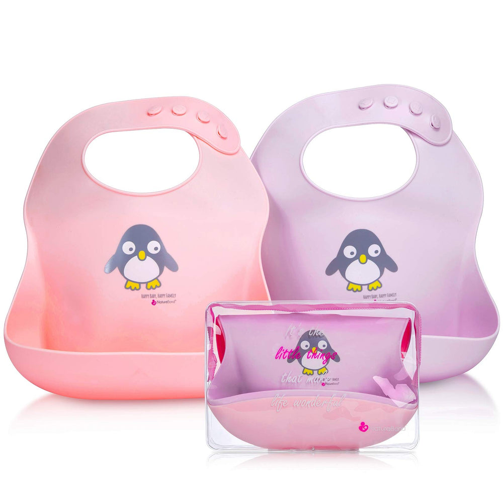 NatureBond waterproof baby bib with carry pouch keeps meals mess-free on the go.