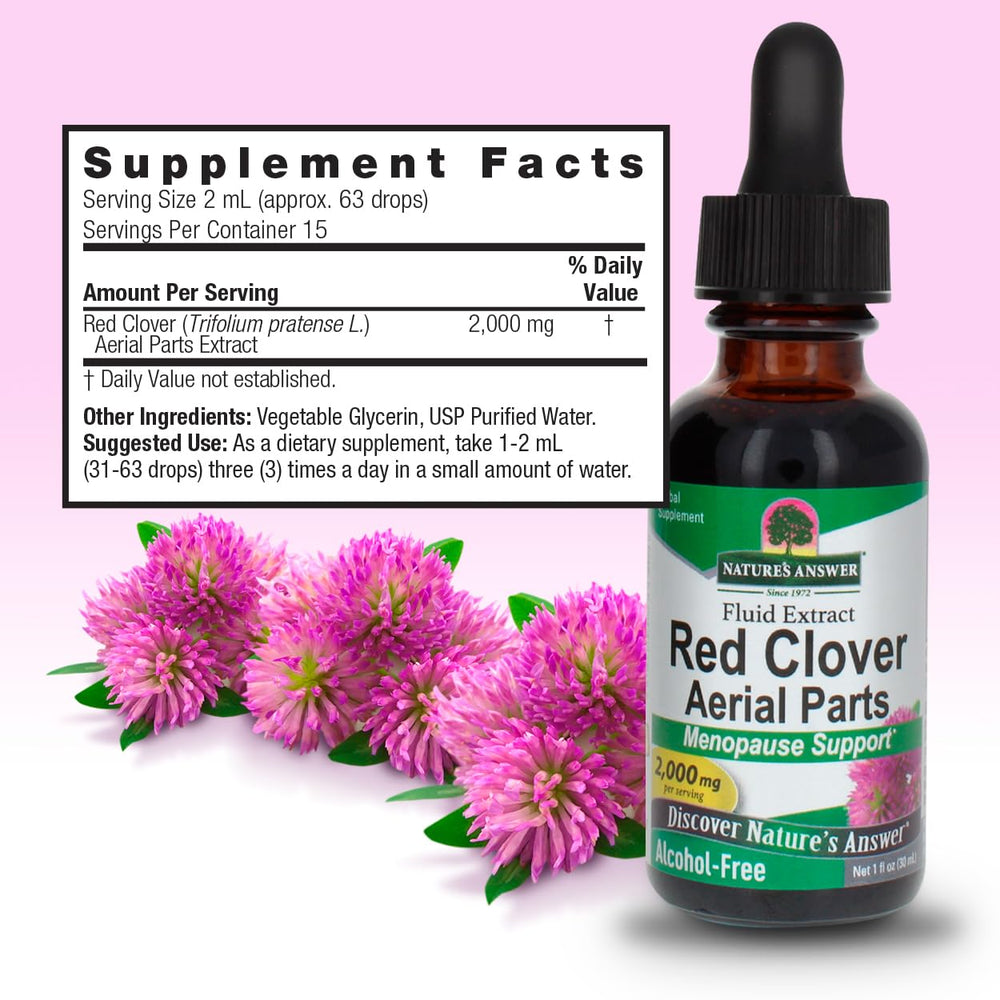Nature's Answer red clover extract pour with dropper