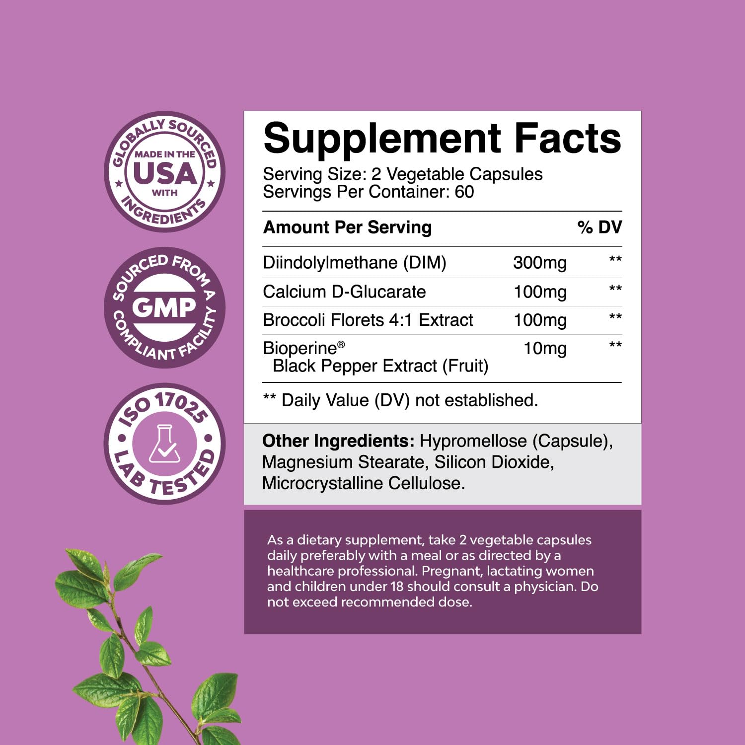 Natures Craft BioPerine-enhanced DIM with black pepper improving absorption