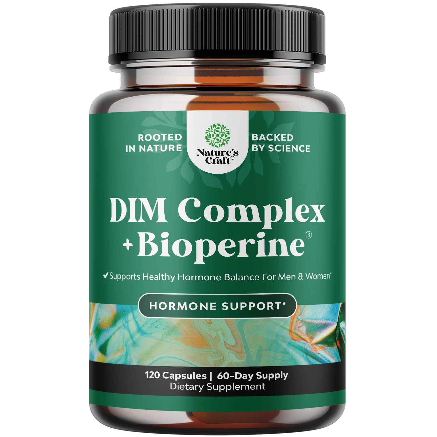 Natures Craft DIM supplement bottle ready for daily hormone balance.