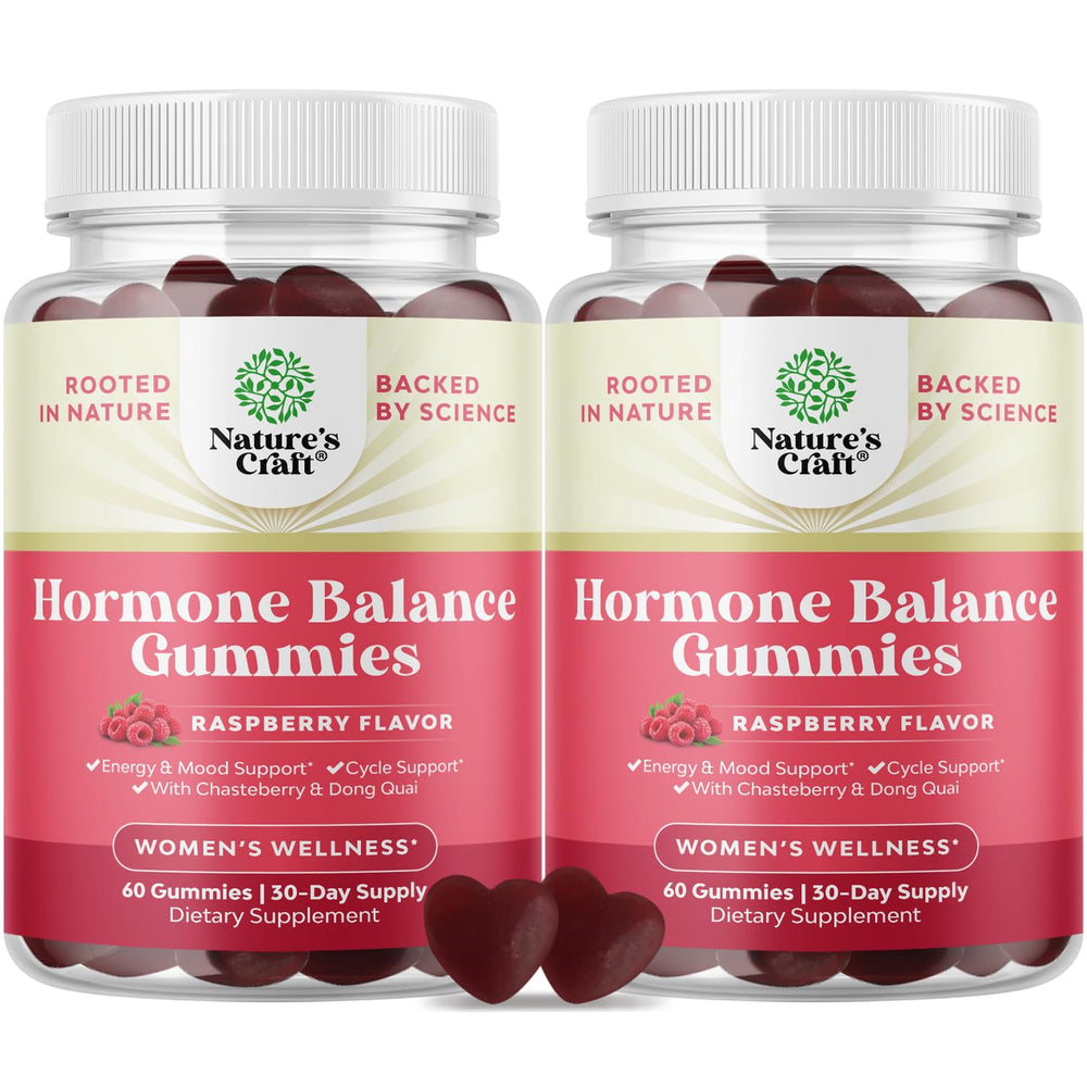 Nature's Craft Hormone Balance Gummies bottle showcases a tasty mood support option.