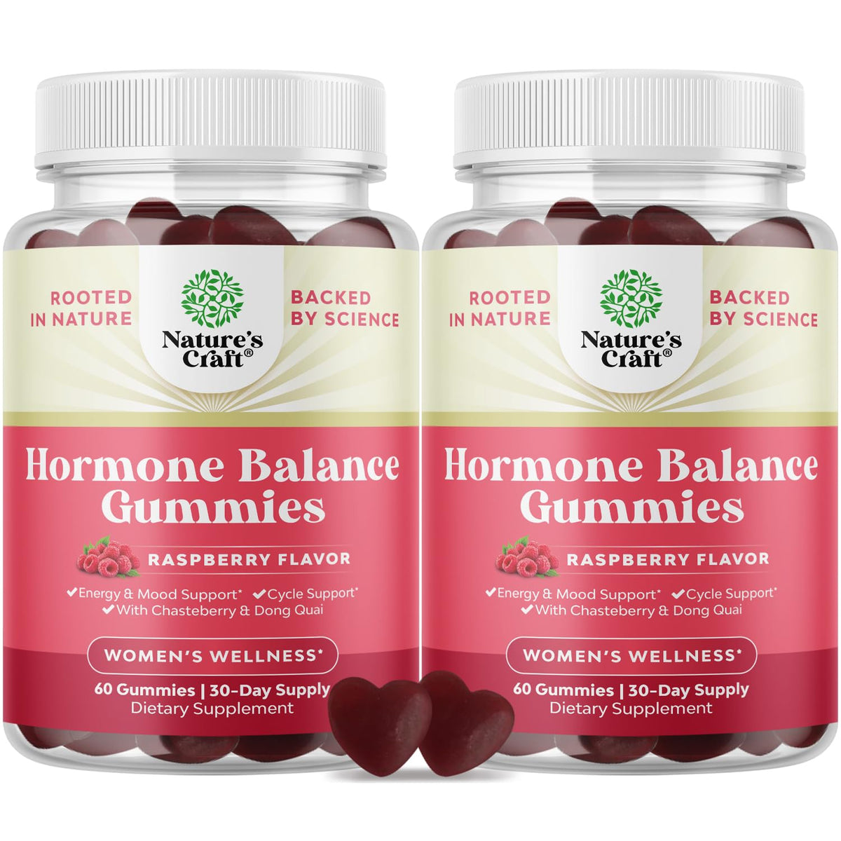 Nature's Craft Hormone Balance Gummies bottle showcases a tasty mood support option.