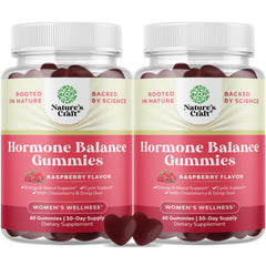 Nature's Craft Hormone Balance Gummies bottle showcases a tasty mood support option.
